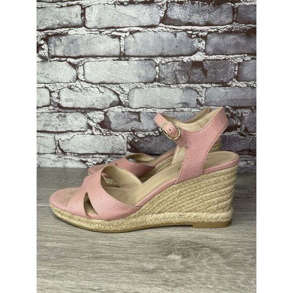 STUART WEITZMAN Mirela II Pink Canvas Espadrille Wedge Sandals Women 9.5B US/40 - Picture 1 of 16